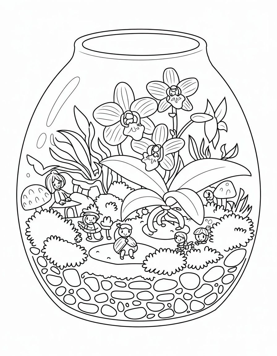 Orchid Terrarium Scene